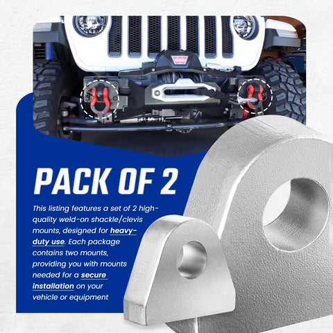 Heavy Duty Weld On Shackle Clevis Mounts 1 Inch Thick Steel For Offroad Trucks Trailers And Hydraulic Tractor Buckets 2 Pack front install