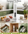 Handheld Vacuum Sealer Keeps Food Hella Fresh With Auto And Manual Modes For Wet And Dry Use on kitchen countertop.