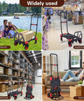 Heavy Duty 2-In-1 Folding Hand Truck And Utility Dolly Cart With 5-Inch Dual Rubber Wheels Built Tough for outdoor family use and supermarket.