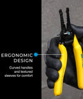Wire Stripper Tool For 8-16 Solid And 10-18 Stranded Wire With Precision Stripping Holes, Ergonomic Curved Handles Display