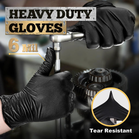 TitanFlex heavy-duty black nitrile gloves, 6 mil, fully textured, medium