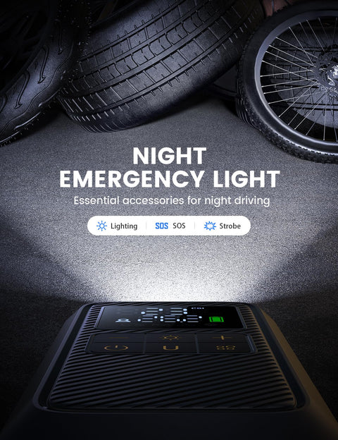 Portable Tire Inflator Air Compressor 5X Faster Up To 150 PSI Rechargeable Cordless Car Pump with night emergency light