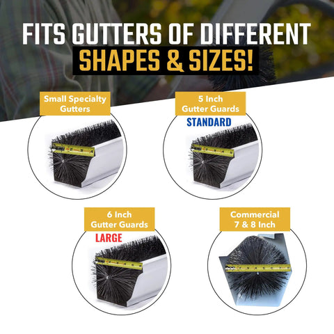 Various gutter guard brush sizes for 5.25-Inch Gutter Guard Brush Inserts Kit, 120 Feet Of DIY Leaf Filter For 6-Inch Oversize Gutters.