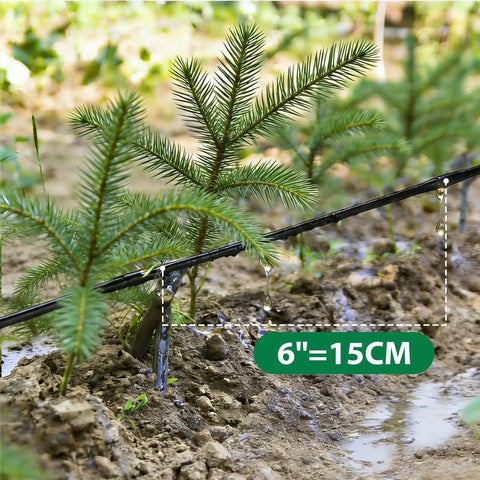 100 Ft Drip Line Kit For Yard And Farm Irrigation One Quarter Inch Tubing With Six Inch Emitter Spacing watering plants
