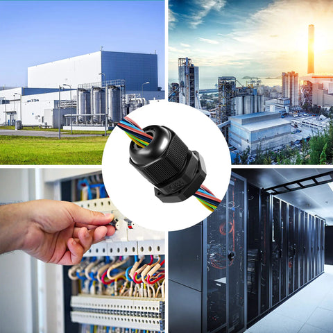 Industrial and electrical settings with Value Packed 25 Pack Plastic Waterproof Cable Glands Set For 3.5 To 13 Mm Cables