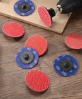 Professional 2 Inch Ceramic Sanding Discs 25 Pack 40 Grit Coarse Abrasive Wheels on wooden surface for die grinders.