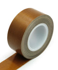 High Temperature PTFE Fiberglass Adhesive Tape 1 Inch Wide By 33 Feet Long 0.18mm Thick Teflon Glass Cloth Tape roll close-up view.