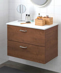 Wooden bathroom cabinet with 10 Pack Brushed Satin Nickel Cabinet Pulls With 3 Inch Hole Centers Solid Handles For Cabinets Drawers And Closets installed