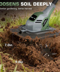 Powerful Cordless Garden Tiller Cultivator With 20V Battery No Gas 360RPM Electric Rototiller digging soil 7 in deep, 9 in wide