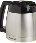 Replacement Thermal Carafe With Lid For Cuisinart Coffeemakers 10-Cup Capacity Stainless Steel Dripless Pour Spout Ergonomic Black Handle