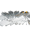 All In One 204 Piece Mechanics Tool Set With Quarter Inch, Three Eighths Inch, And Half Inch Drives, Deep And Shallow Sockets