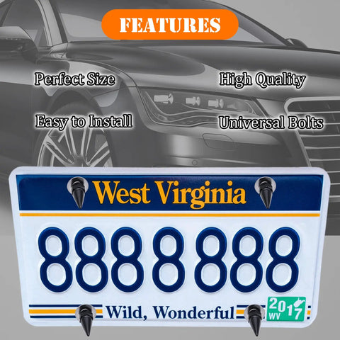 Hella Dope 4 Pack Spiked License Plate Bolts And Tough Frame Screws For Your Badass Ride Made From Solid Stainless Steel And Aluminum Alloy In Gloss Black on license plate.