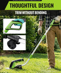 12V Cordless Grass Shear And Hedge Trimmer 2 In 1 Electric Tool With 37 Inch Wheeled Extension Pole, trimming lawn edges