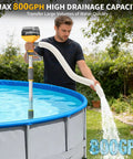 Man using 20V Battery Powered Water Transfer Pump Cordless Go Anywhere Stick Pump With 37 Inch Hose And Detachable Rod in pool