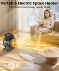 Portable 1500W PTC Ceramic Space Heater With Thermostat And 90 Degree Adjustable Angle For Quick Safe Heat In Any Room Or Outdoor Use Compact Indoor Outdoor Heater For Bedroom And Office in living room.