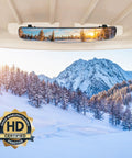 No Drilling Golf Cart Mirror Kit With 180 Degree Rotation Foldable HD Shatterproof Glass installed on cart in snowy mountains