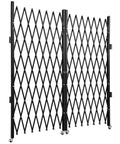 Tough As Nails Double Folding Security Gate Steel Accordion Expanding Barrier with smooth rolling casters, 10 feet wide.
