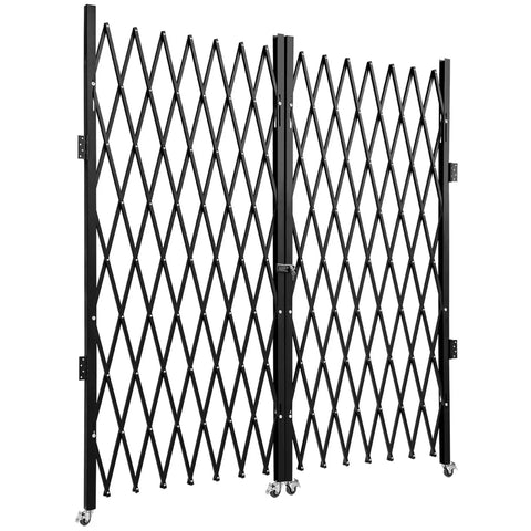 Tough As Nails Double Folding Security Gate Steel Accordion Expanding Barrier with smooth rolling casters, 10 feet wide.