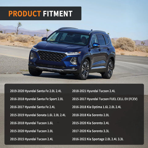 Heavy Duty Straight Swap Intake Manifold Runner Control Motor Drop In Replacement For Hyundai Santa Fe Sport Sonata Tucson 2015 To 2020 visible fitment list with vehicle models.