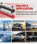 Heavy Duty 150A 12V Bus Bar With Cover, Dual Terminal Block For Car Boat Marine Solar Systems, 4 M6 Studs And 6 M4 Studs, 48V DC Ready, Keeps Wiring Clean And Safe, Black And Red, with cover
