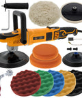 Pro Grade 7 Inch Rotary Polisher Buffer Sander Kit With 8 Polishing Pads LED RPM Display Variable Speed 450 To 1950 Powerful 1200 Watt