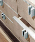 Brushed Aluminum Edge Banding One And A Half Inch Wide By Twenty Five Foot Long Flexible Non Glued PVC Veneer Trim on drawers