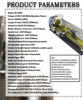 Product parameters for Badass 8X39 Inch Metal Bench Lathe With 1100W Brushless Motor, showcasing specifications and features.