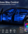 Interior Car LED Strip Lights With Wireless App And Remote Control RGB 2 In 1 Ambient Lighting Kit, car interior in blue