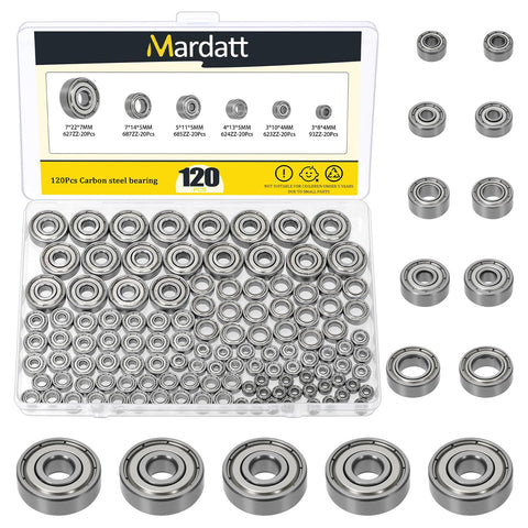 Beef Up Your DIY Projects With This 120Pcs Ball Bearings Assortment Kit In Six Sizes 693ZZ 623ZZ 624ZZ 685ZZ 687ZZ 627ZZ Carbon Steel Deep Groove Double Shielded For Low Speed Transmission Equipment And Casters in clear box