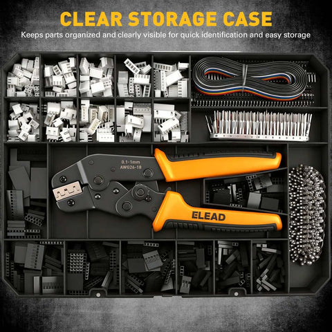 2020 Piece XH 2.54mm Connector Kit with Ratcheting Crimping Tool in storage case