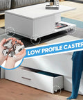 1.5 Inch Fixed Caster Wheels Low Profile TPR Rubber Casters For Furniture Drawers Storage Boxes Includes Silver Hardware 4 Pack shown on furniture.