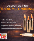 Orange Safety Trainer Dummy Rounds For Dry Fire Practice Ammunition 308 Cal Brass Cased Reusable 5 Pack standing upright