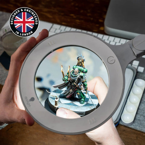 Pro Grade LED Magnifying Lamp With Interchangeable Glass Lenses 3 Diopter And 5 Diopter showing model making detail