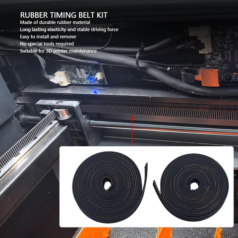 Rubber Timing Belt Kit For K2 Plus 3D Printer With XY Synchronous Belts And Posts Easy Install For Precise Motion And Minimal Layer Shifts Ideal DIY Print Repair And Routine Maintenance, rubber belts shown installed