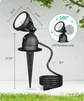 Outdoor Spotlight Kit With 3 Interchangeable Lenses Red Yellow Green 120V 12W 4000K Dusk To Dawn Landscape Lighting Waterproof UL Listed