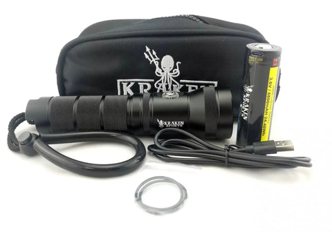 Rechargeable 2000 Lumen Dive Flashlight Beast For Scuba And Night Exploration With 90 Minute Run Time, 330 Ft Depth Rating Includes Battery, Charger, Lanyard, Carry Case, Multiple Brightness Levels, SOS And Strobe Modes - flashlight with accessories