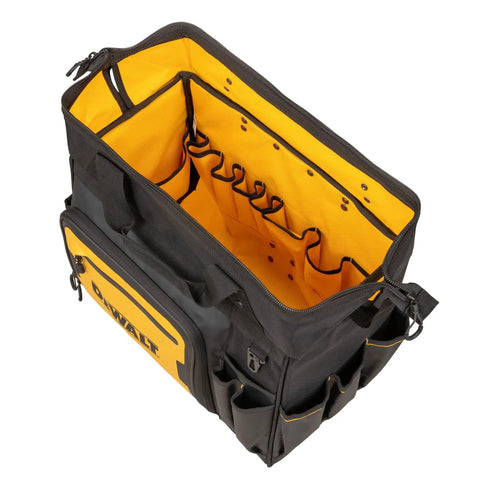 Top view of 18 Inch Rolling Tool Bag With 27 Pockets For Rough Jobsites IP54 Water Resistant Compartment Built Tough From 1680D Fabric