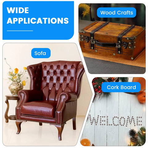 Top Tier Heavy Duty Antique Brass And Red Copper Upholstery Tacks With Classic Vintage Daisy Head Caps For Sofas Chairs Beds And Kick Butt Diy Renovation Projects Real Seven Sixteenth Inch Decorative Furniture Nails Solid Two Hundred Piece Set applied on sofa in stylish interior setup.