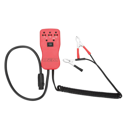 Near Universal Automotive Relay Tester Kit With Six Popular Relays And Universal Lead, 24V And 12V Compatible Relay Tester, red device with cables