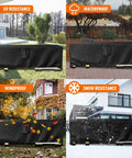 All Weather Outdoor Furniture Cover Waterproof Heavy Duty 600D with UV, waterproof, windproof, snow-resistant features.