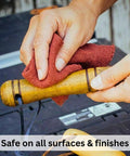 Red Cotton Shop Towels 12 Pack For Garage And Auto Care Ultra Absorbent Reusable Lint Free Rags used on wooden tool handle