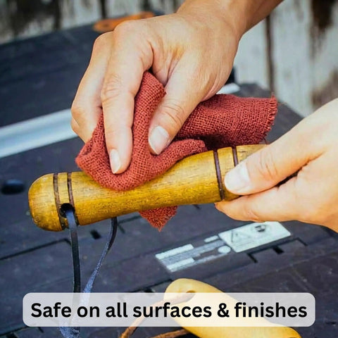 Red Cotton Shop Towels 12 Pack For Garage And Auto Care Ultra Absorbent Reusable Lint Free Rags used on wooden tool handle
