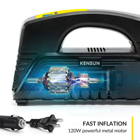 AC DC Digital Tire Inflator Portable Air Compressor For Cars And Home Use 12V DC Car Power And 110V AC Wall Plug, motor visible