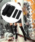 Womens Anti Slip Knee High Boot Grippers With Adjustable Elastic Bands Keep Em Locked In Place Non Slip Footwear Accessories showcased next to mirror.
