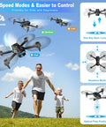 Family enjoying outdoor flight with 1080P HD Foldable Drone With Carrying Case For Adults, One Key Takeoff And Landing, 3 Speed Modes.