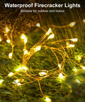 Battery Powered Fairy Lights 60 Warm White LED String On Waterproof Silver Wire Five Feet With Firecracker Lit Starry Look