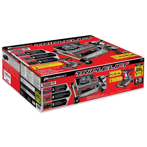 Box of 2 Ton Triple Lift Floor Jack For Cars Trucks Motorcycles ATVs And More Replaces Multiple Jacks With A Wide Lift Range