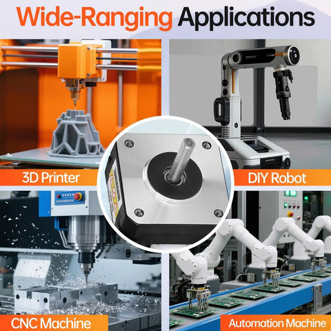 Wide-ranging applications for Three Pack Nema 17 Stepper Motors 2 Phase 1.8 Degree High Torque Bipolar 0.16 Nm in 3D printers and CNC machines