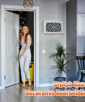 Wooden Doorbell Chime Cover Box For Indoor Outdoor Use, Decorative Wall Mount Enclosure in White on wall by doorway
