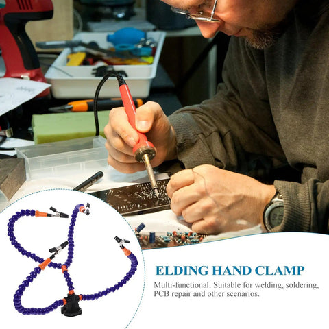 Third Hand Welding Station Clamp Soldering Helper Stand With Adjustable Arms Blue For Electronics Repair PCB Work Pro Grade